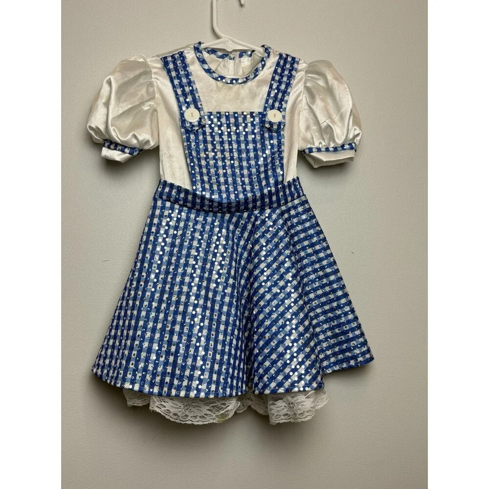 Wizard of Oz Dorothy Costume Fits 3T-4T Halloween Girls Shimmer Dress - Picture 1 of 7